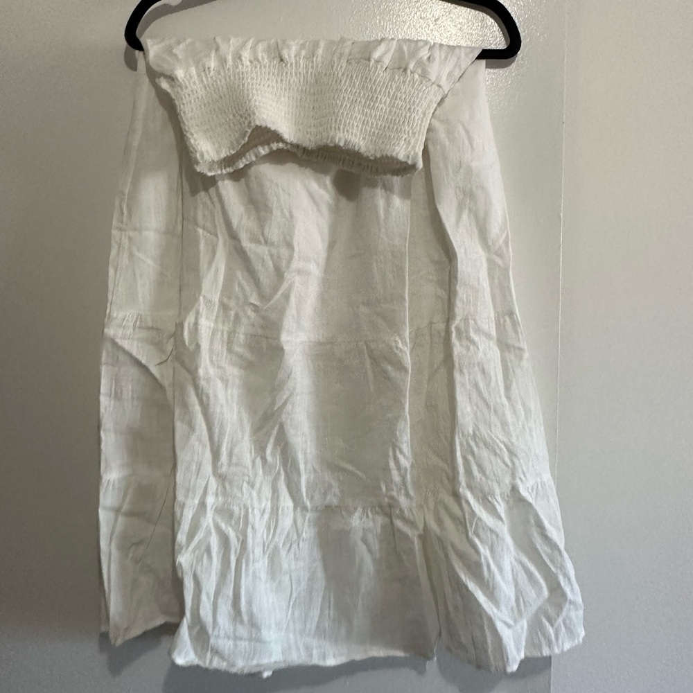 WHITE MAXI BOHO SKIRT TRENDY ELASTIC WAIST
